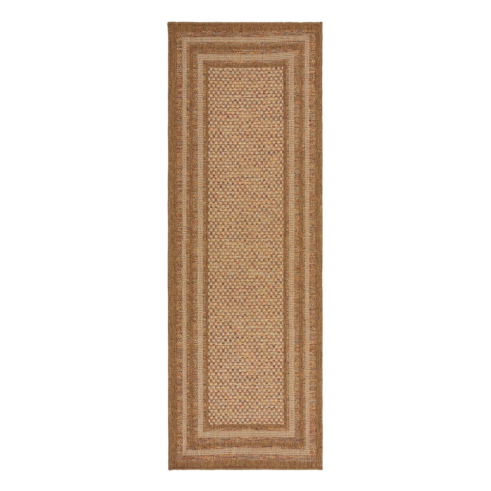 Covor tip traversă de exterior în culoare naturală 80x230 cm Layla Border – Flair Rugs