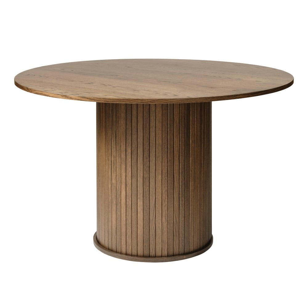 Masă de dining rotundă cu aspect de lemn de stejar ø 120 cm Nola – Unique Furniture 120 imagine noua
