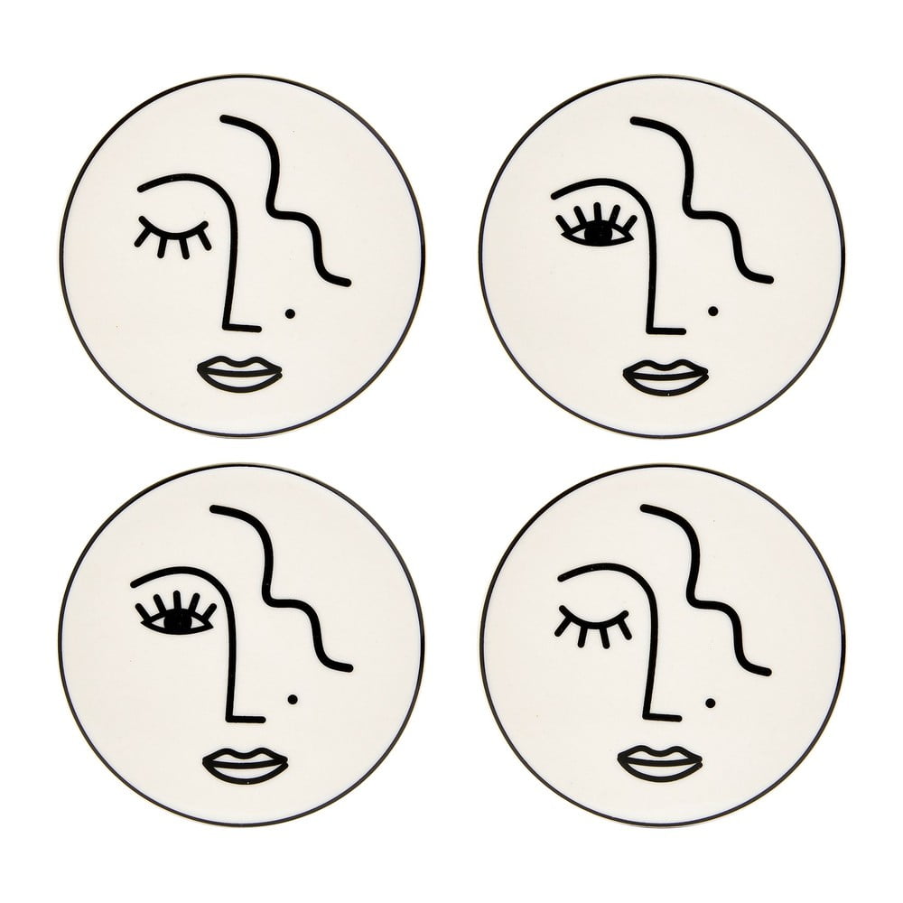 Set 4 suporturi din porțelan pentru pahare Sass & Belle Abstract Face