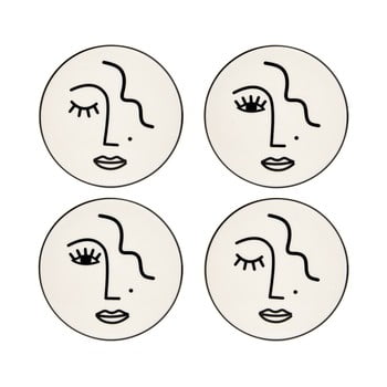 Set 4 suporturi din porțelan pentru pahare sass & belle abstract face