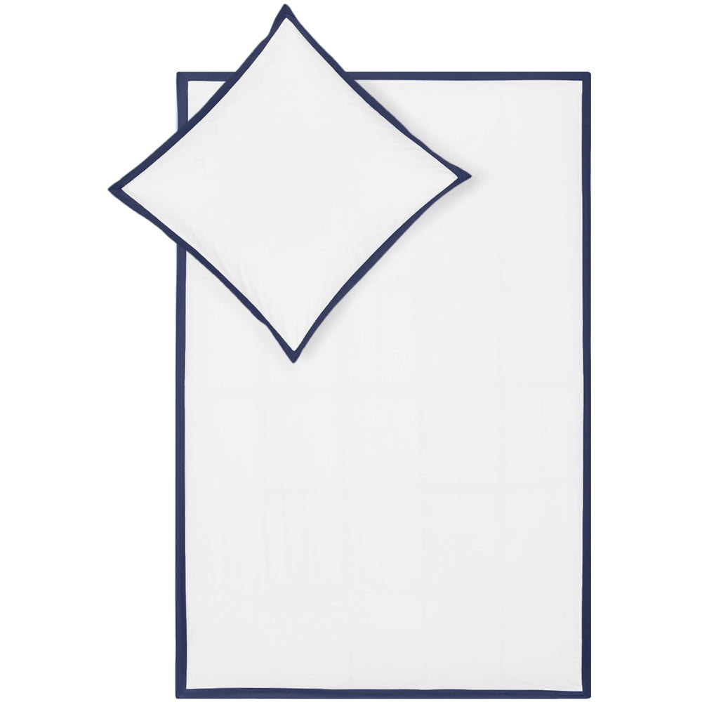 Lenjerie de pat din bumbac percale westwing collection joanna, 135 x 200 cm, alb-albastru