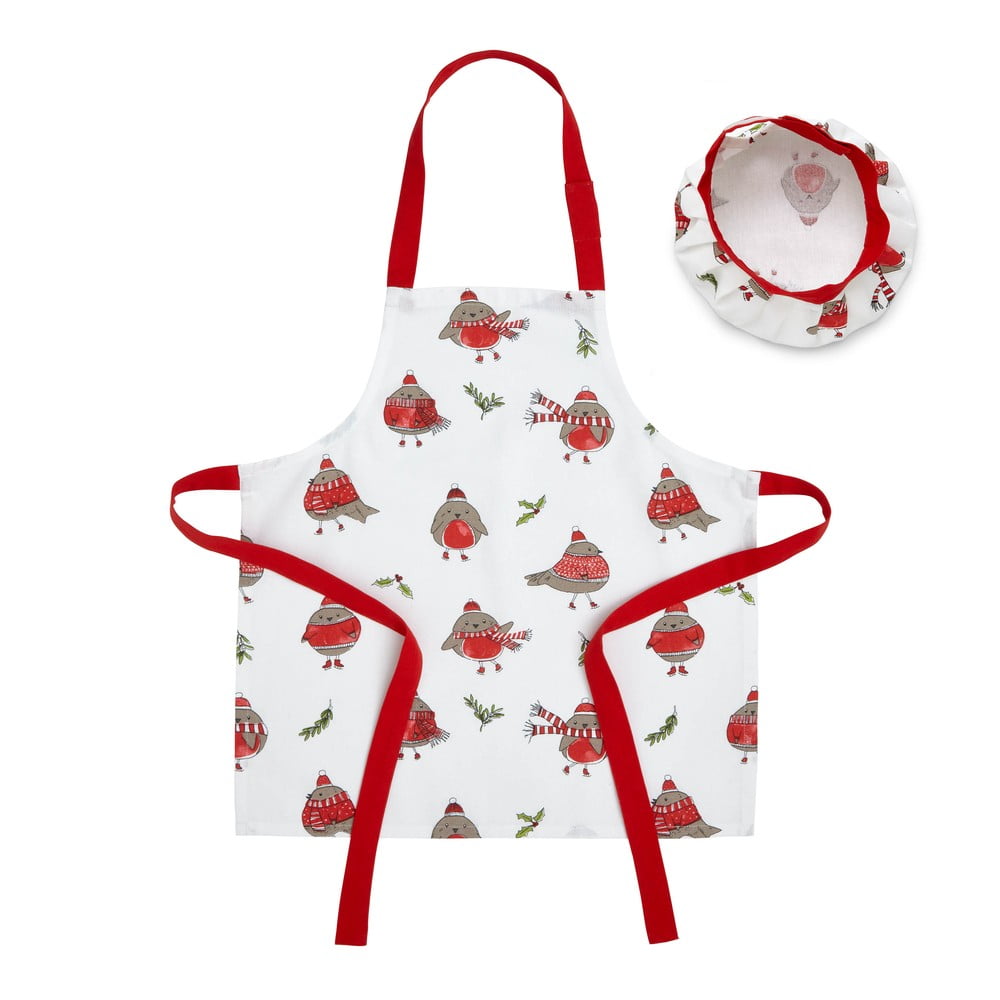 Șorț de bucătărie pentru copii 2 buc. din bumbac Christmas Robins – Catherine Lansfield