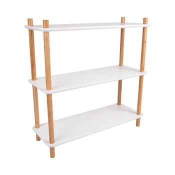 Etajeră cu picioare din bambus leitmotiv cabinet simplicity, 80 x 82.5 cm, alb