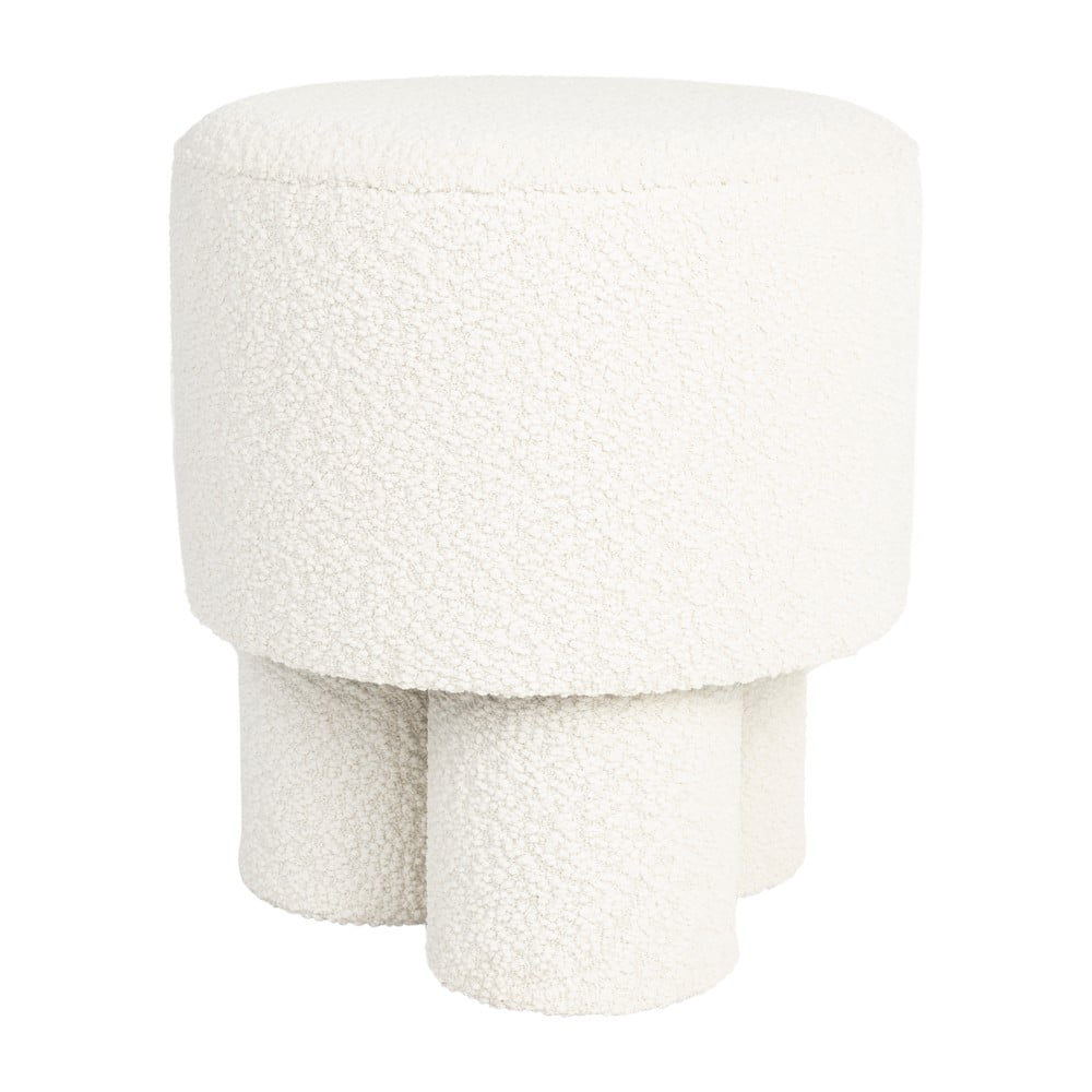 Taburet alb cu tapițerie din țesătură bouclé Marcos – White Label