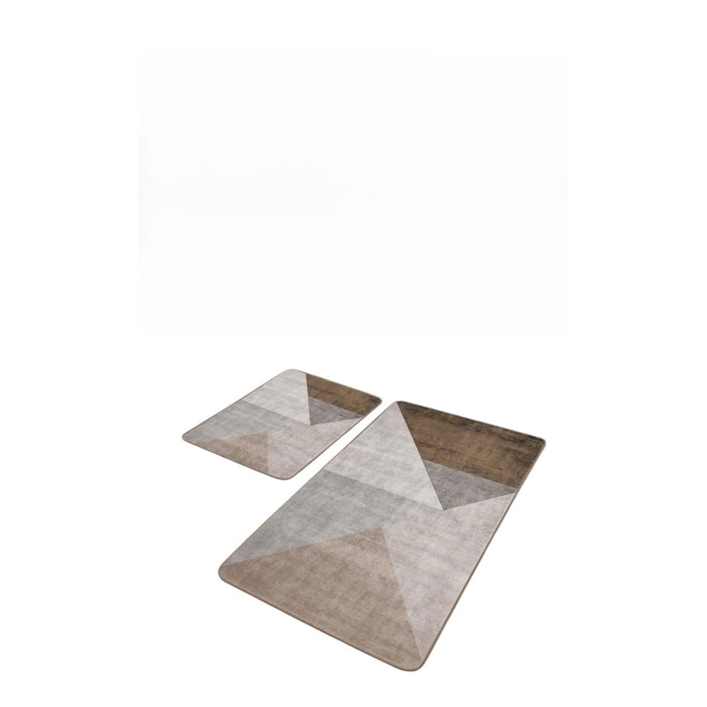 Covorașe de baie gri/maro 2 buc. din catifea 60x100 cm – Mila Home