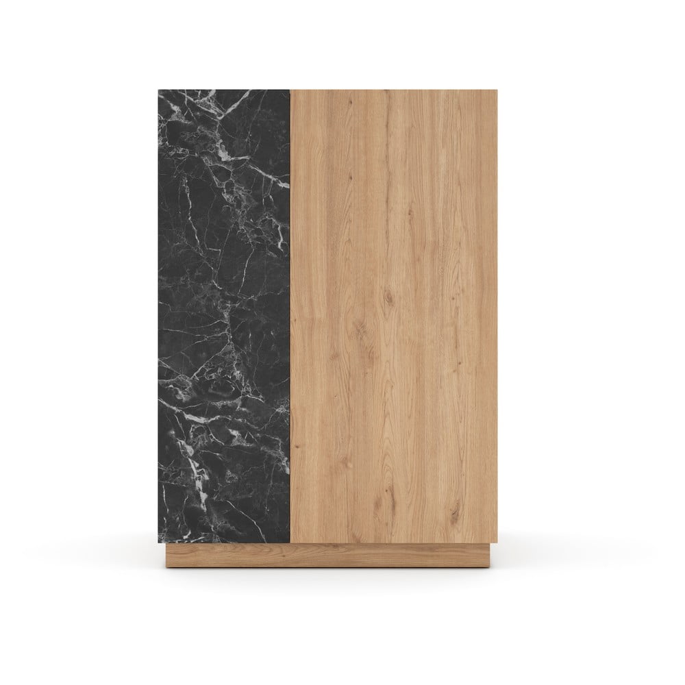 Dulap negru/natural cu aspect de lemn de stejar 90×127 cm Dione – Marckeric 90x127