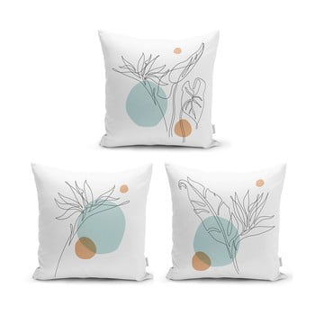 Set 3 fețe de pernă minimalist cushion covers drawing modern, 45 x 45 cm