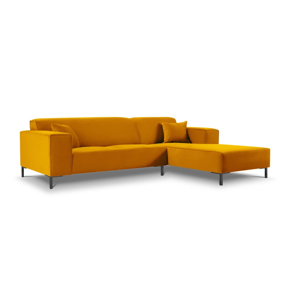 Colțar din catifea cu extensie pe partea dreaptă cosmopolitan design siena, galben