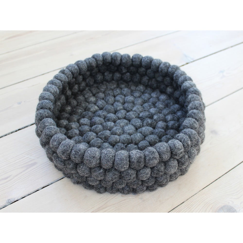 Coș depozitare cu bile din lână Wooldot Ball Basket, ⌀ 28 cm, antracit