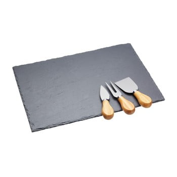 Set cuțite brânzeturi și tocător din ardezie master class, 35 x 25 cm