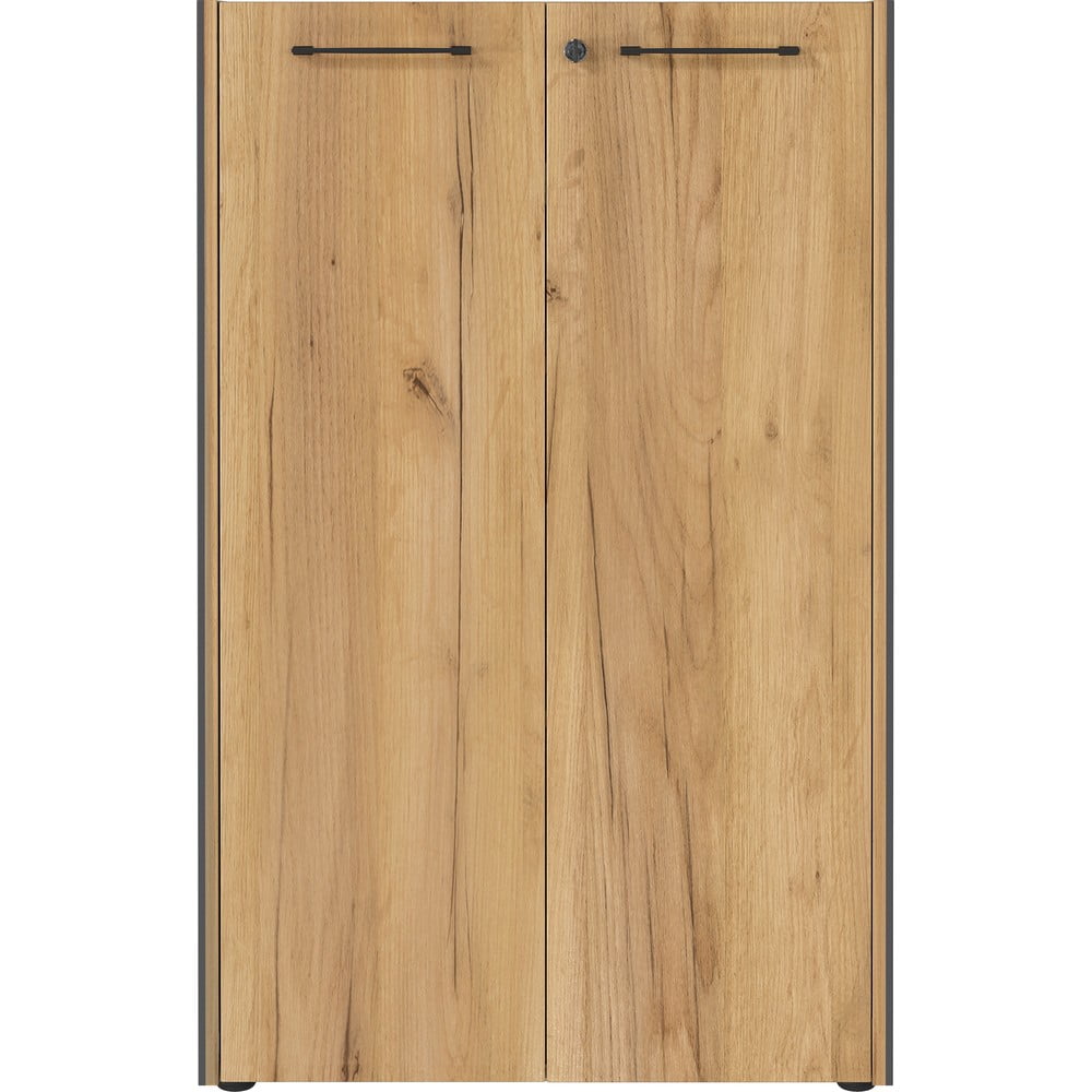 Dulap gri antracit-în culoare naturală cu aspect de lemn de stejar, cu încuietoare 75x120x40 cm Podium – Germania