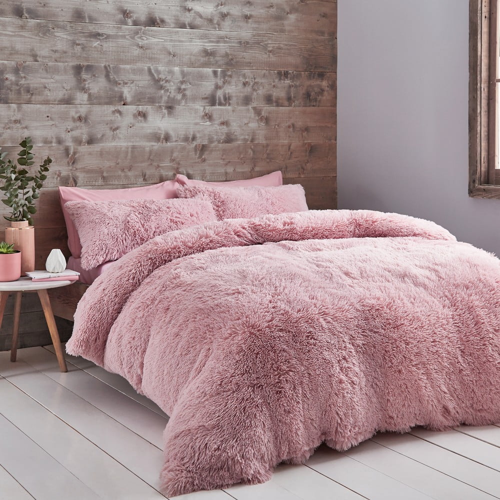 Lenjerie de pat din micropluș Catherine Lansfield Cuddly, 135 x 200 cm, roz bonami.ro imagine noua