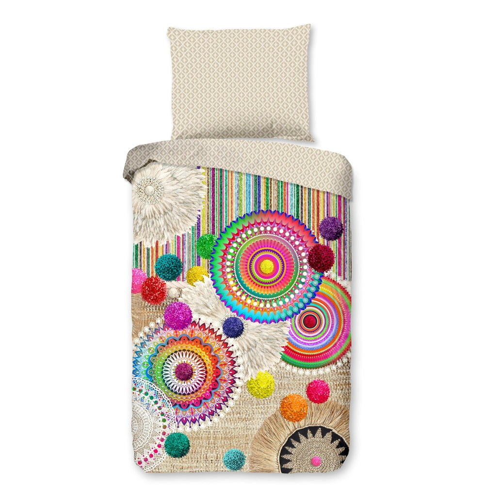 Lenjerie de pat bej din bumbac satinat 140x200 cm – hip