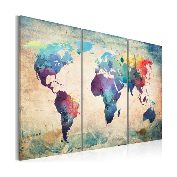 Tablou pe pânză din mai multe piese Bimago Rainbow Map 120 x 80 cm
