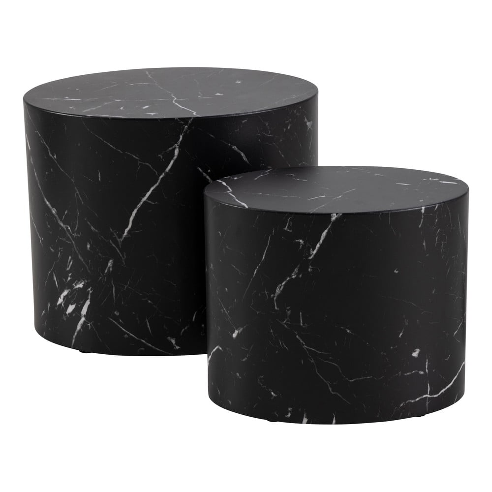 Măsuțe de cafea negre în set de 2 buc în decor de marmură 48×33 cm Mice – Actona 48x33 imagine noua