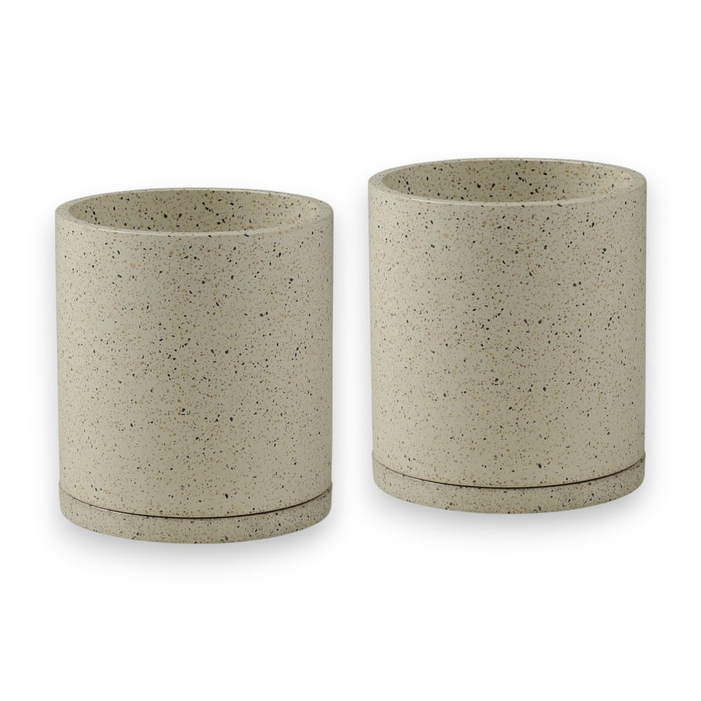 Set 2 ghivece Bonami Selection Terrazzo, ø 26 cm, alb