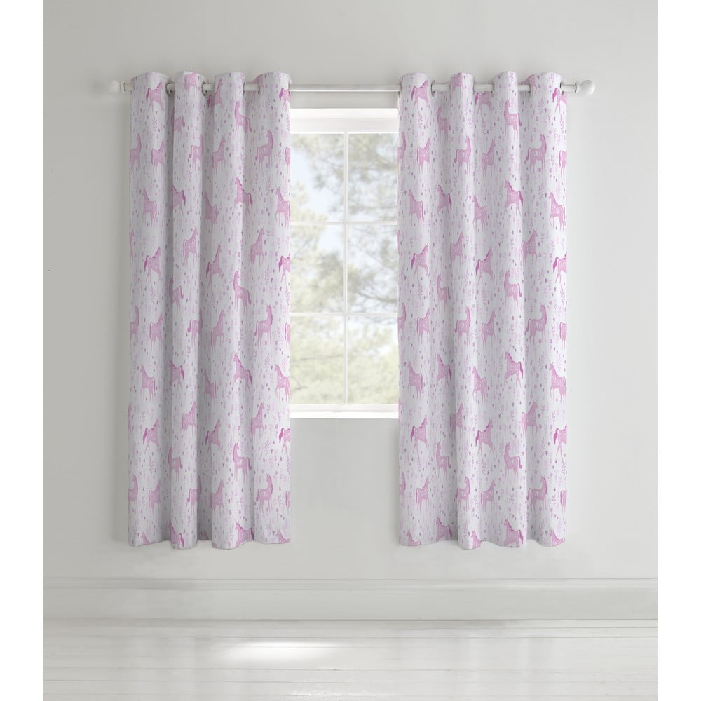 Set 2 draperii pentru camera copiilor Catherine Lansfield Unicorn, 168 x 183 cm roz bonami.ro imagine 2022