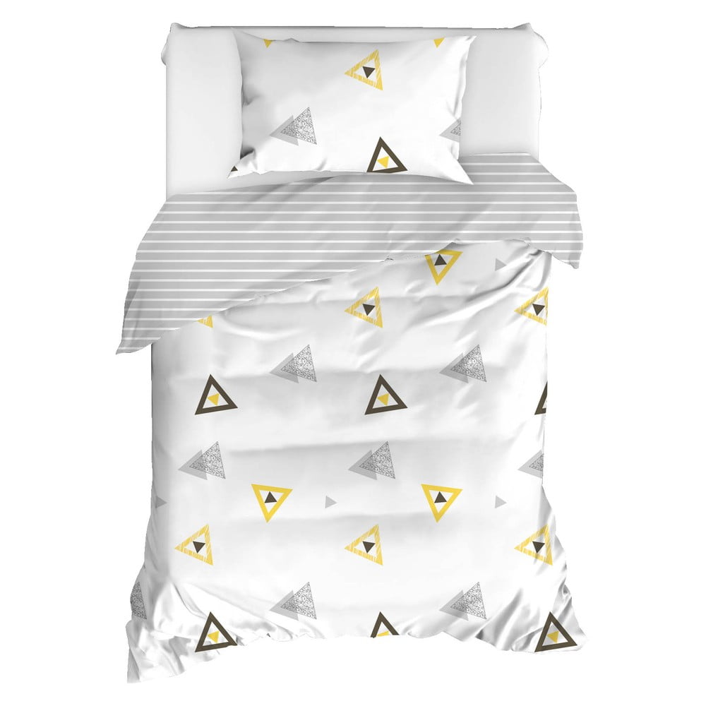 Lenjerie de pat din bumbac ranforce pentru pat de 1 persoană Mijolnir Erois White, 140 x 200 cm
