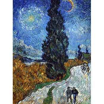 Reproducere tablou vincent van gogh - country road in provence by night, 80 x 60 cm