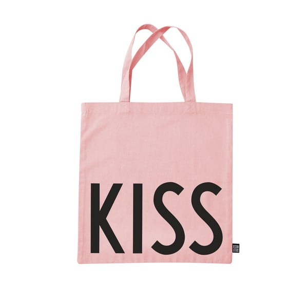 Sacoșă de pânză Design Letters Kiss, roz