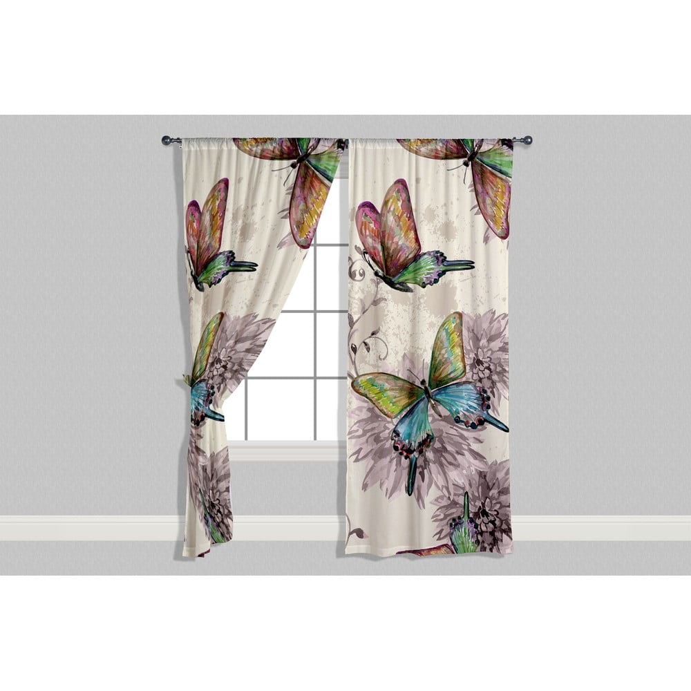 Draperii bej 2 buc. 140x240 cm butterflies – oyo home