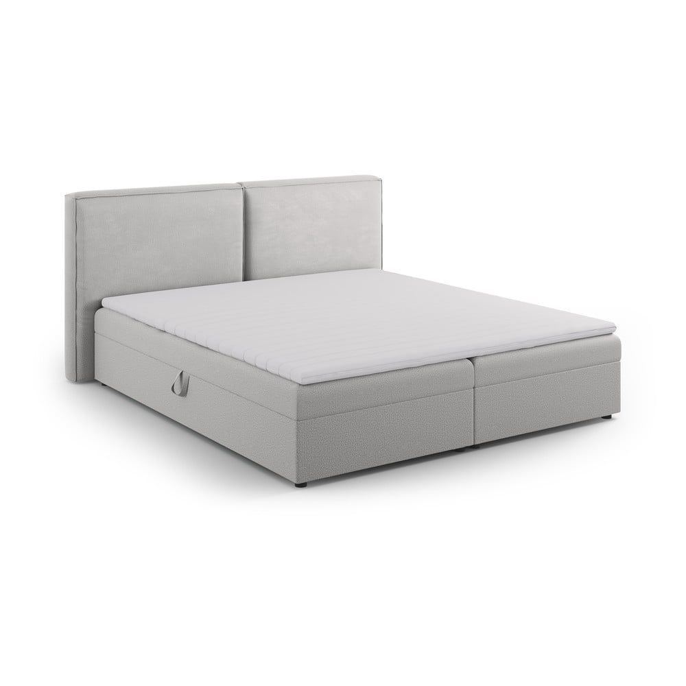 Pat boxspring gri deschis cu spațiu de depozitare 160x200 cm Arendal – Cosmopolitan Design