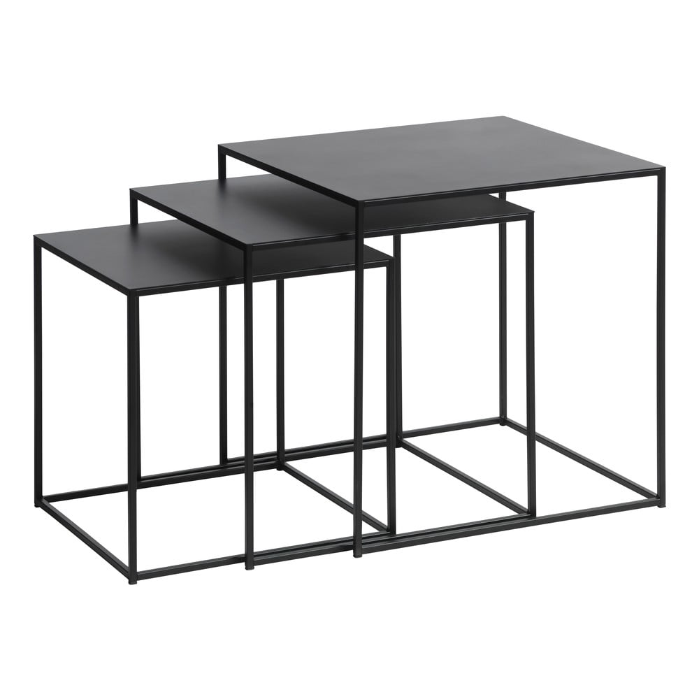 Măsuțe de cafea negre 3 buc. din metal 50x50 cm Pebble – Unique Furniture