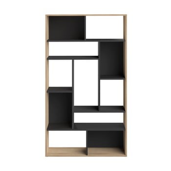 Bibliotecă temahome seoul, decor lemn de stejar - detalii negre