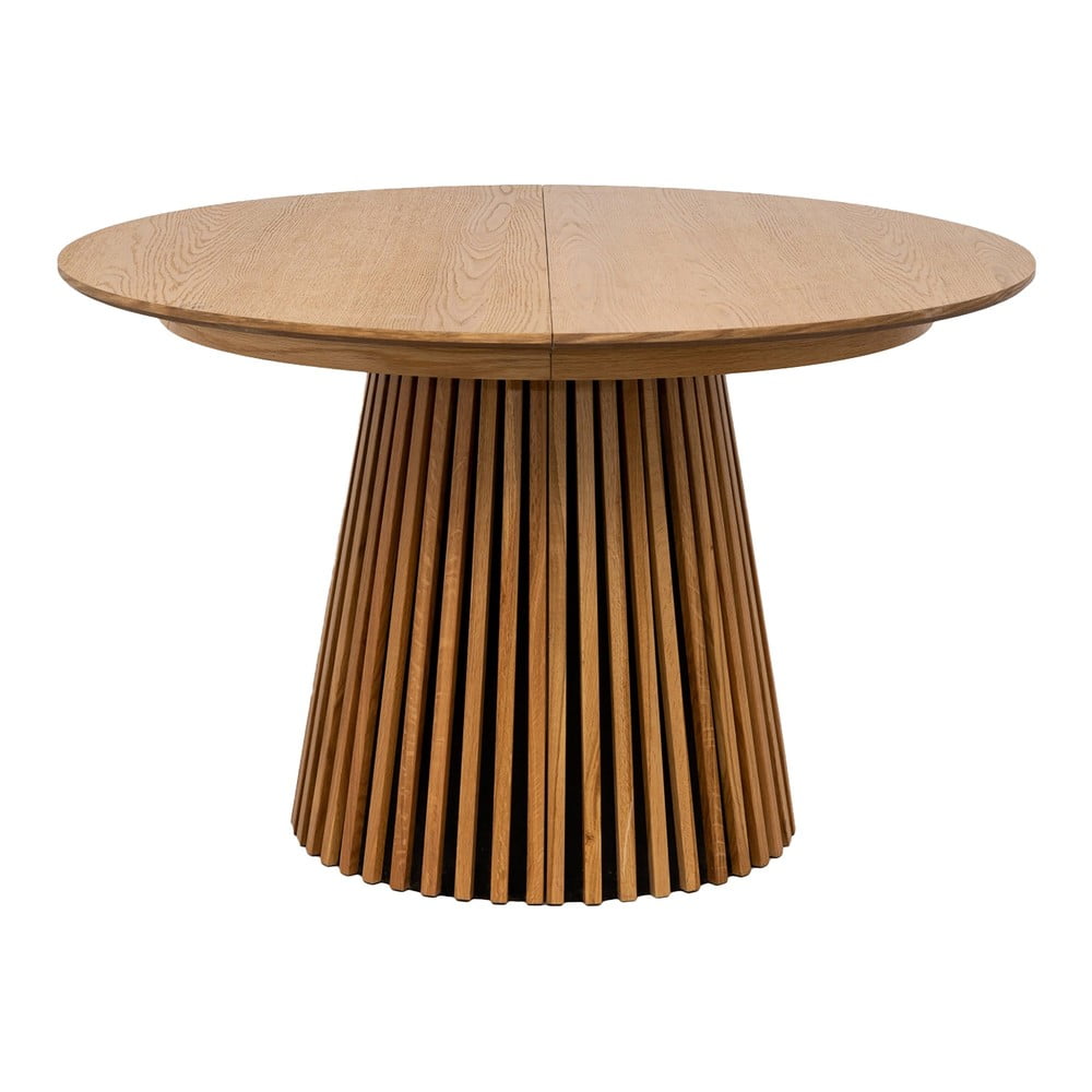 Masă de dining rotundă extensibilă cu blat cu aspect de lemn de stejar ø 120 cm Osaka – House Nordic