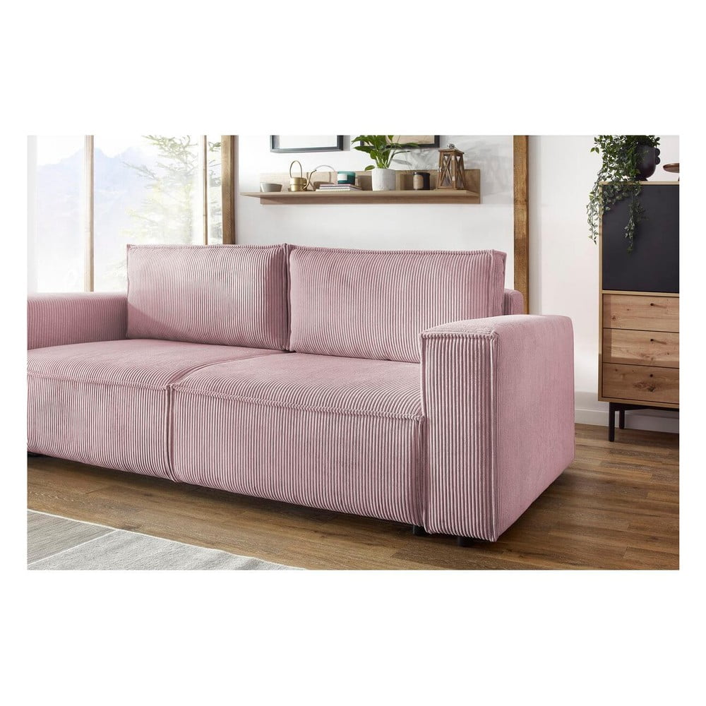 Canapea extensibilă din reiat Bobochic Paris Nihad, 245 cm, roz deschis 245 imagine noua