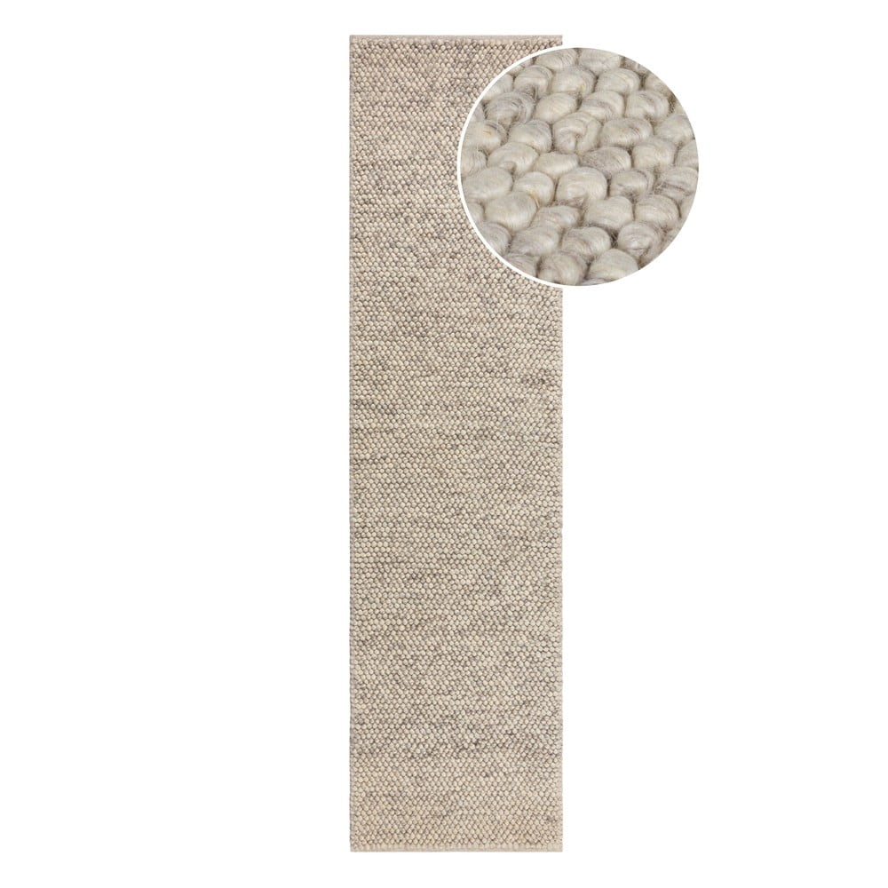 Covor tip traversă gri deschis țesut manual din amestesc de lână 60x230 cm Minerals – Flair Rugs