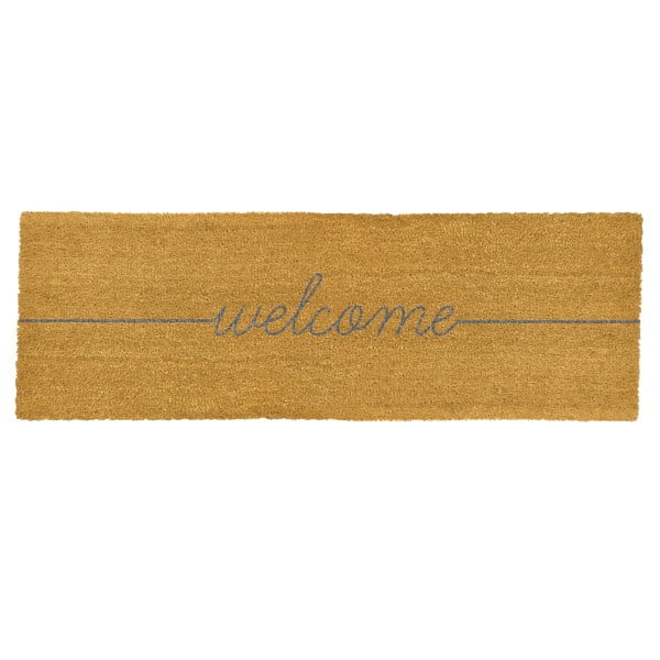 Covoraș intrare din fibre de cocos Artsy Doormats Welcome, 120 x 40 cm, gri