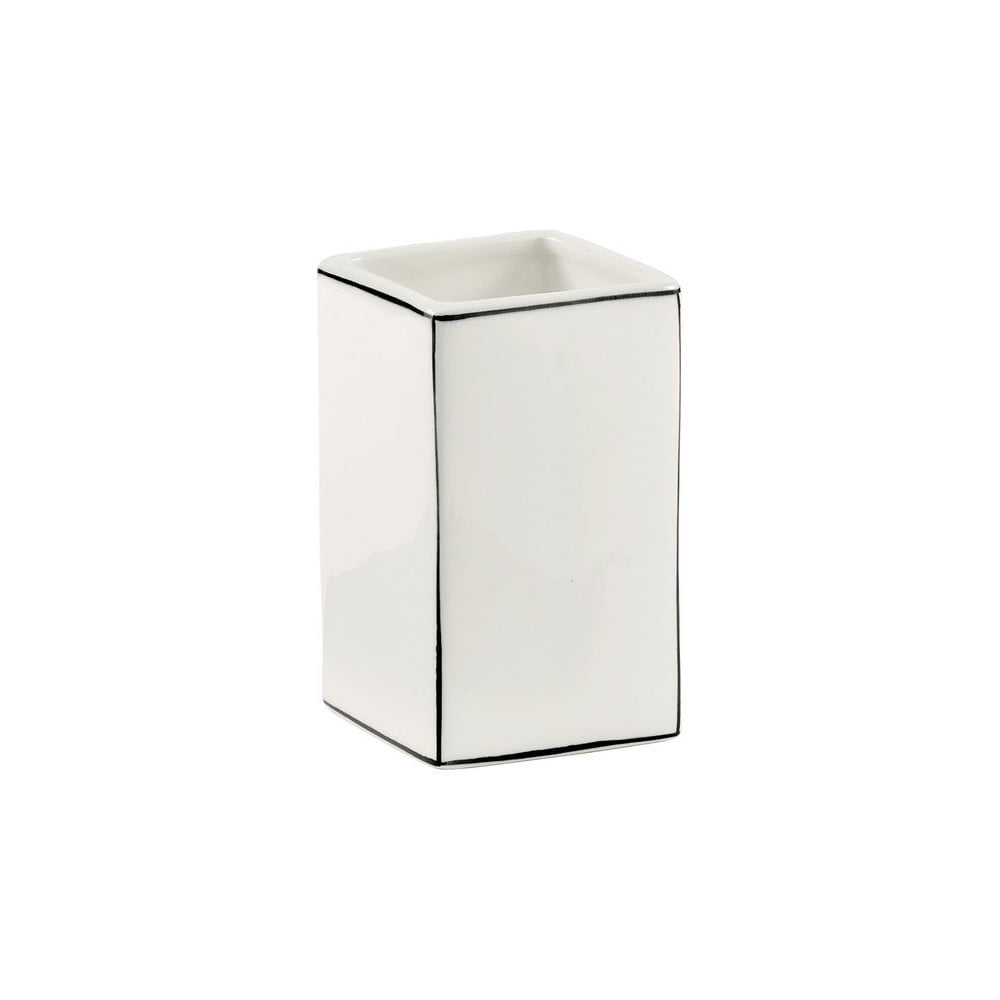 Pahar din ceramică pentru periuțe de dinți sapho lucrezia, alb-negru