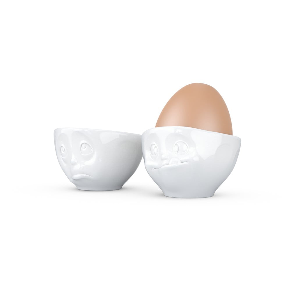 Set 2 suporturi din porțelan pentru ouă, 58products Oh Please, alb 58products imagine 2022