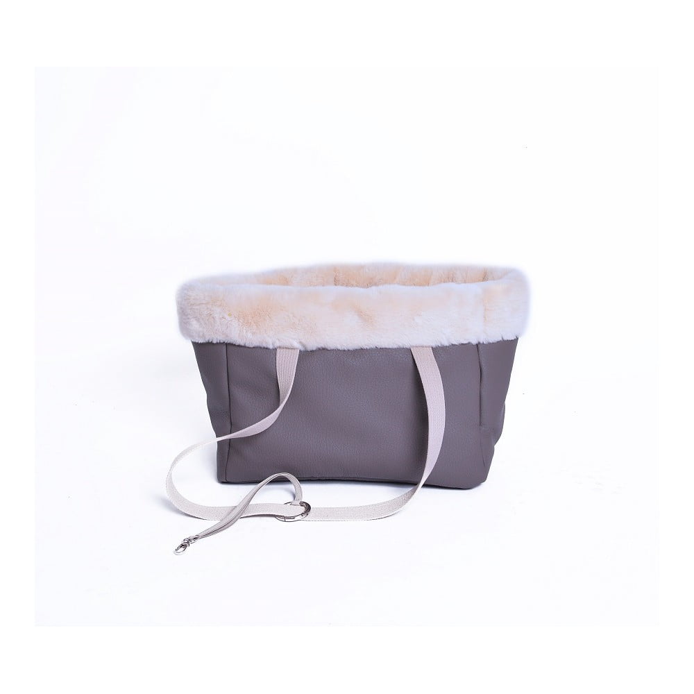Geantă de transport animale de companie, din piele ecologică, maro 35x21 cm snow - petsy