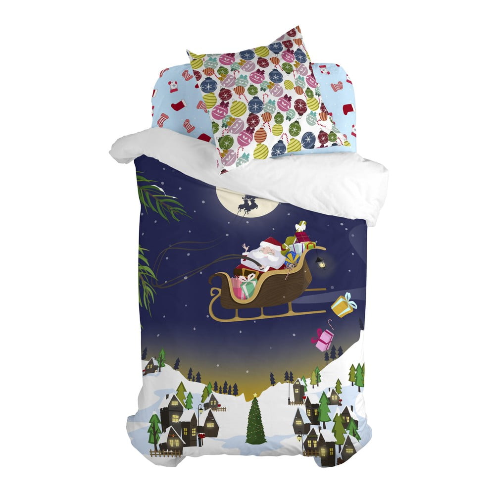 Lenjerie de pat din bumbac pentru pilotă și pernă copii Mr. Fox Merry Christmas, 140 x 200 cm bonami.ro imagine 2022