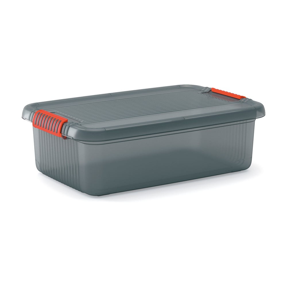 Cutie de depozitare gri din plastic cu capac 59x39x18 cm K Latch Box – KIS
