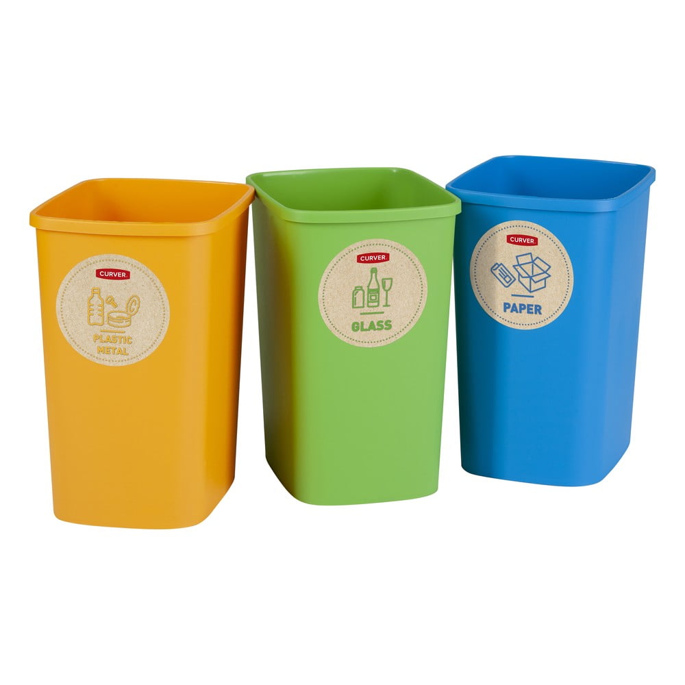 Coșuri de gunoi 3 buc. de reciclat din plastic 9 l Eco – Curver