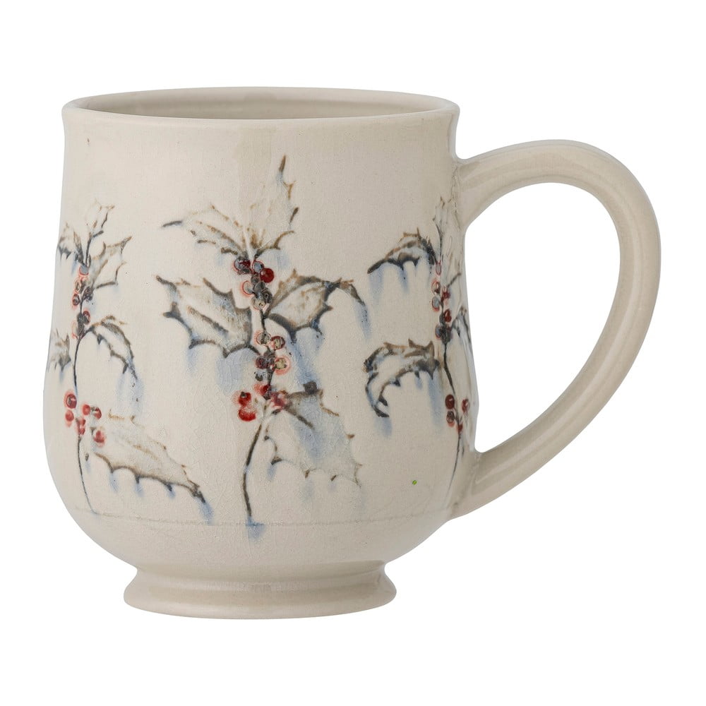 Cană de crăciun din gresie bej 0,45 l hollie - bloomingville