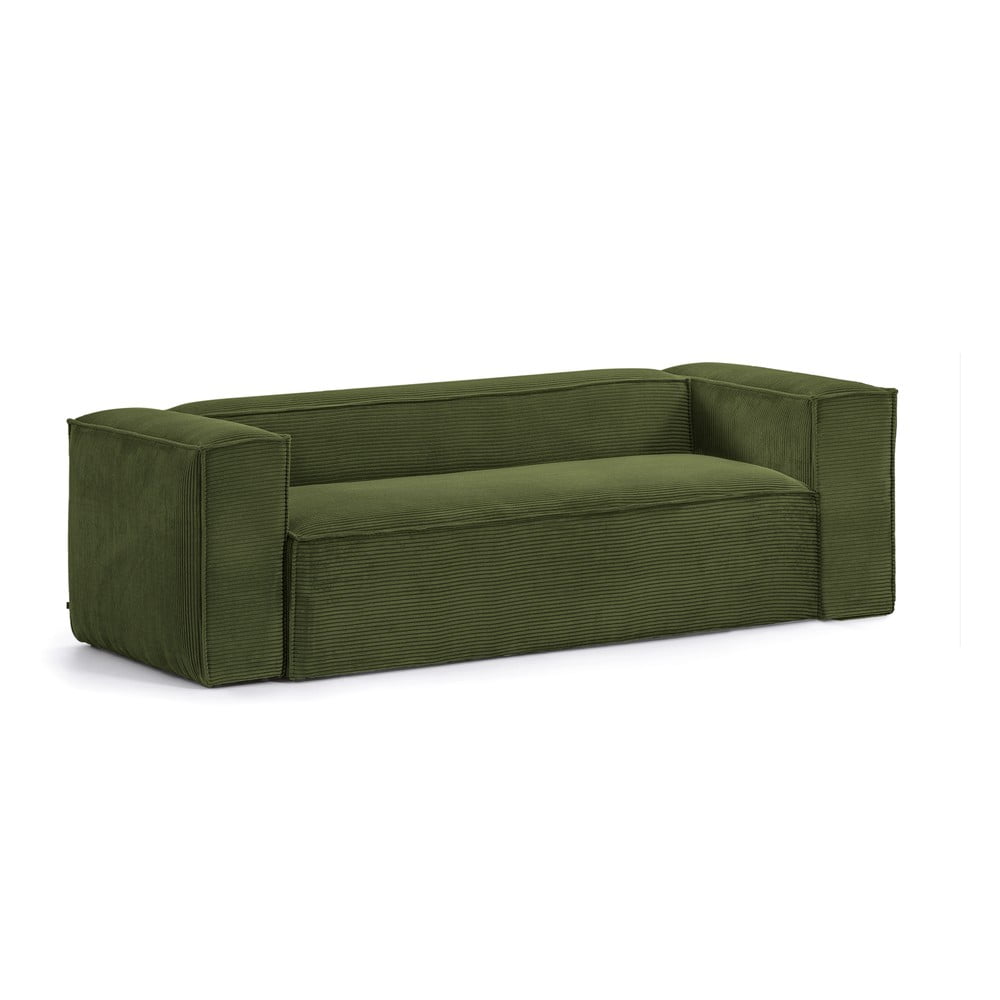 Canapea cu tapițerie din reiat la forma blok, verde închis