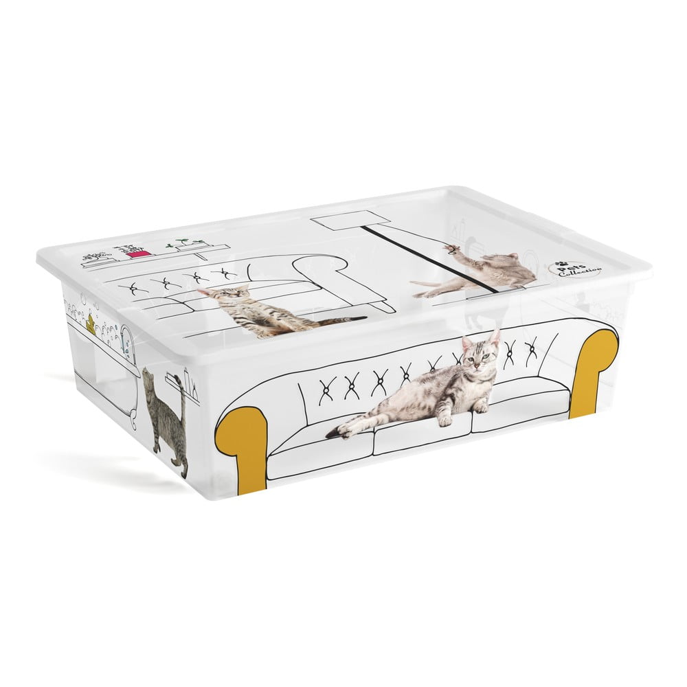 Cutie de depozitare albă din plastic cu capac 55x39x16 cm C Box Style – KIS