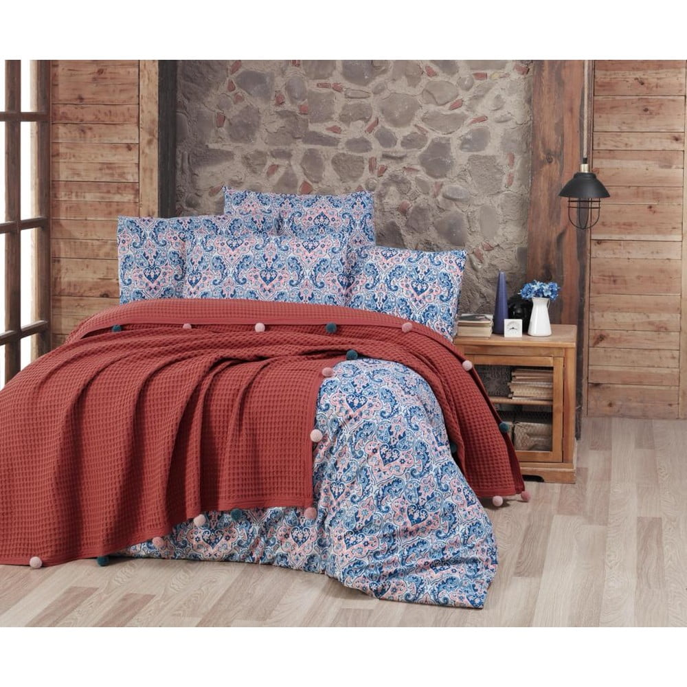 Cuvertură cărămizie din bumbac pentru pat de o persoană 160×240 cm – Mila Home 160x240 imagine noua