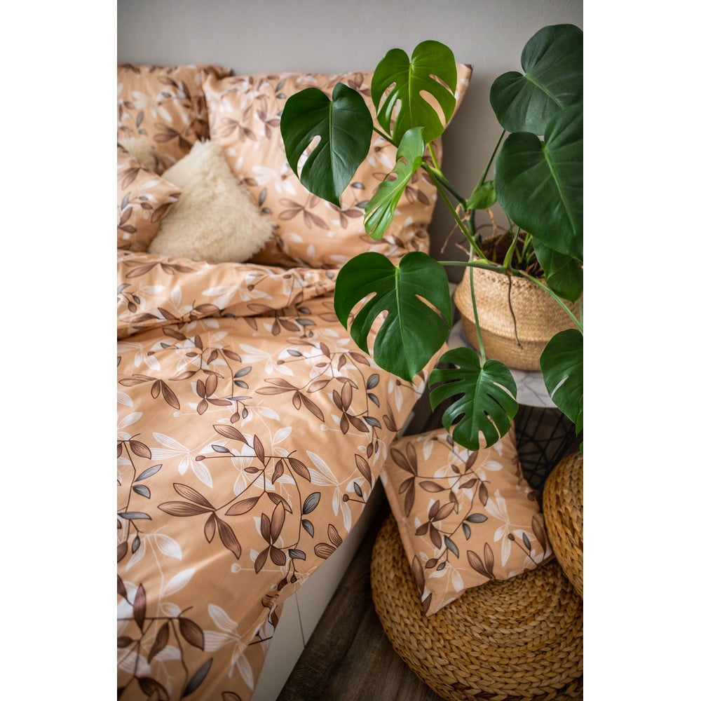 Lenjerie de pat din bumbac satinat Cotton House Brenda, 140 x 200 cm, maro – bej bonami.ro
