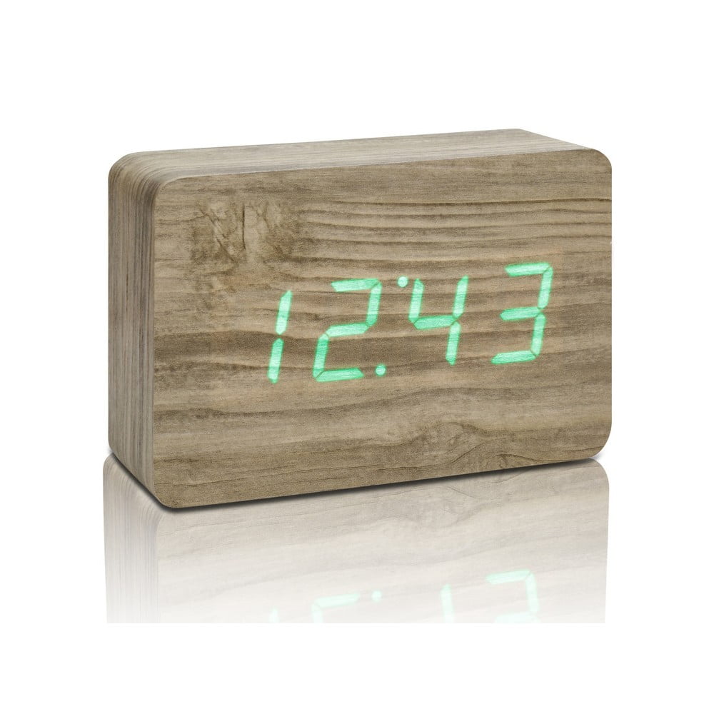 Ceas deșteptător cu LED Gingko Brick Click Clock, maro – verde bonami.ro
