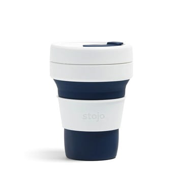 Cană pliabilă stojo pocket cup, 355 ml, albastru închis - alb