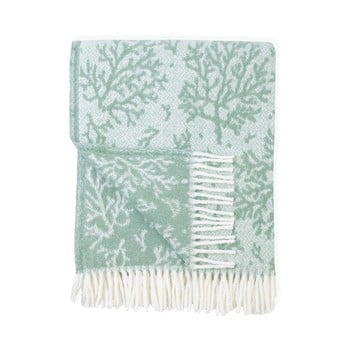 Pled din amestec de bumbac euromant coral, 140 x 180 cm, verde