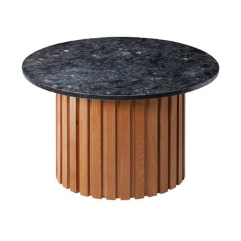 Măsuță de cafea cu blat din marmură și structură din lemn de stejar RGE Moon, ⌀ 85 cm, negru