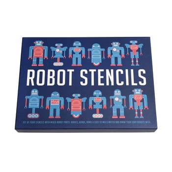 Set 4 șabloane pentru stencil cu roboți Rex London Robot Stencils poza bonami.ro