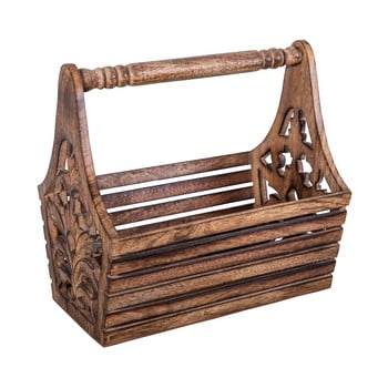 Suport din lemn de mango pentru reviste antic line porte, 30,5 x 21 cm