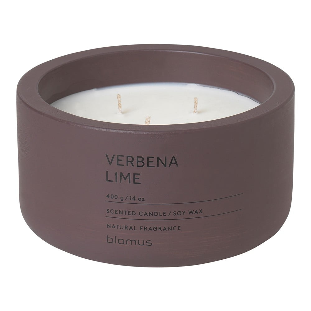 Lumânare parfumată din ceară de soia cu aromă de lămâie și verbină blomus fraga, 25 ore de ardere